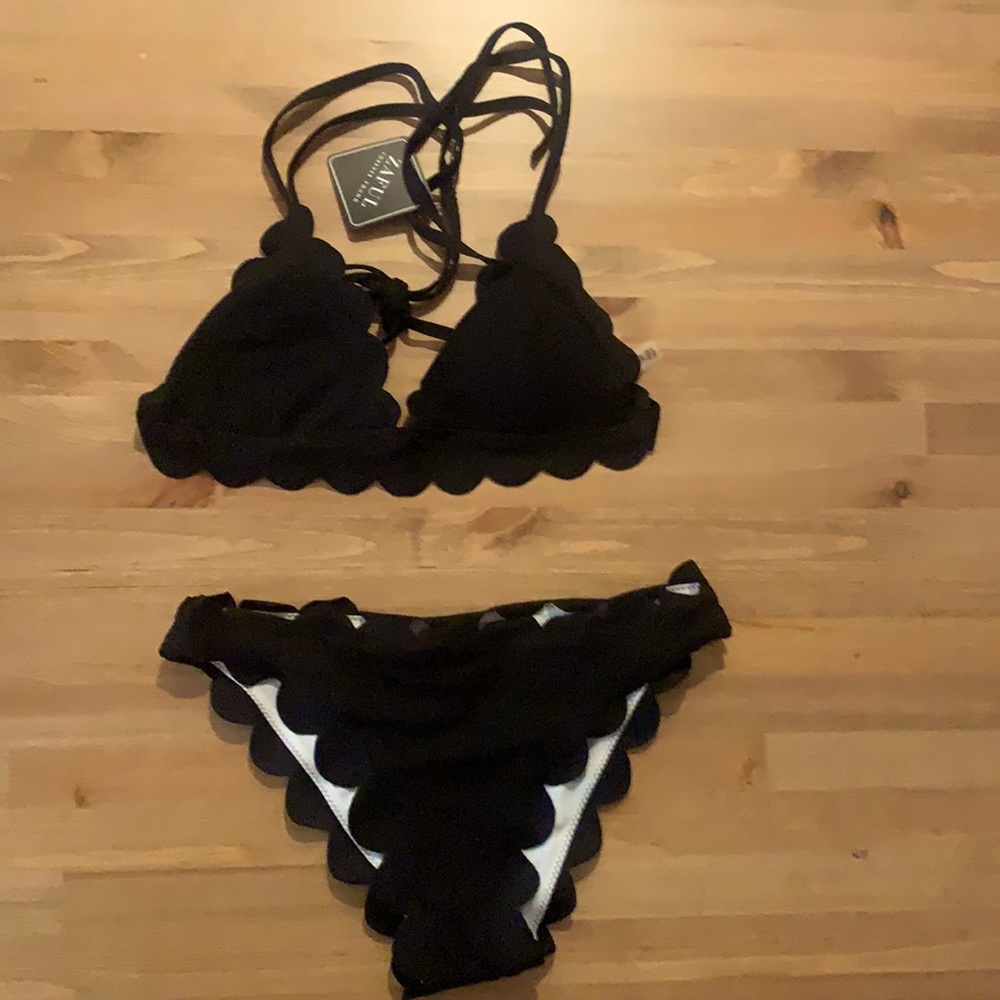 Scalloped black bikini